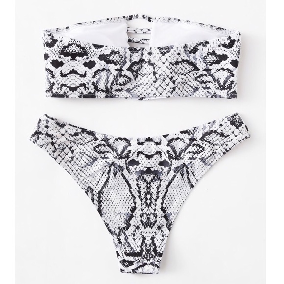 CLEARANCE Snake Print Strappy Bandeau Bikini Swimsuit - Picture 2 of 7